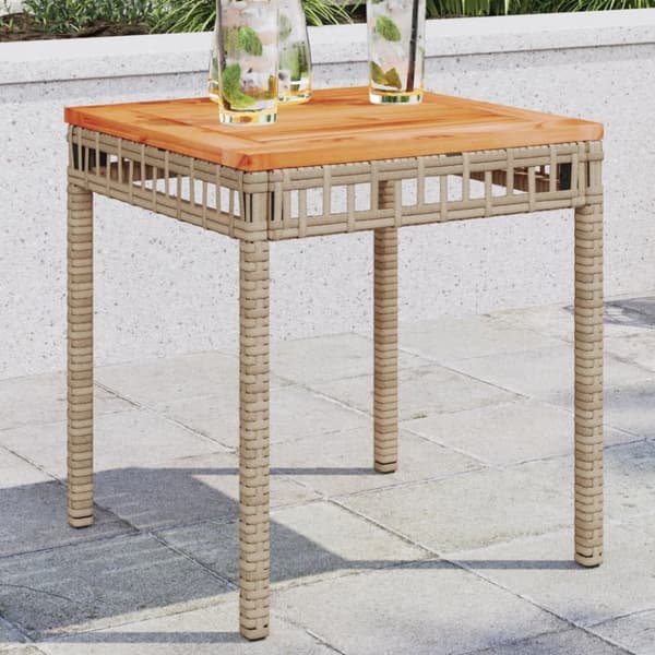 vidaXL Trädgårdsbord beige mix 38x38x42 cm konstrotting akaciaträ