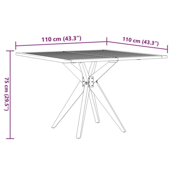 vidaXL Trädgårdsbord kvadratiskt 110x110x75 cm massivt akaciaträ