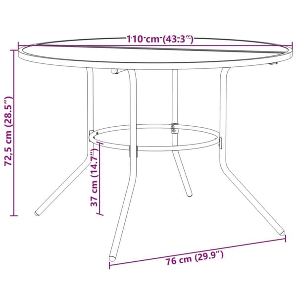 vidaXL Terrassebord rundt antrasitt Ø110x72,5 cm pulverlakkert stål