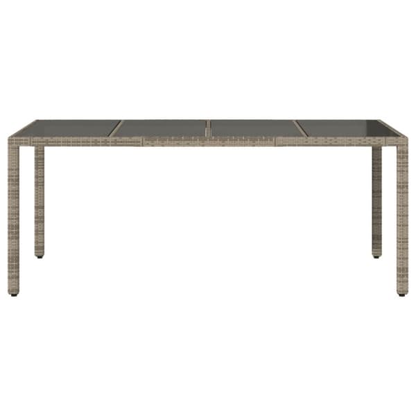 vidaXL havebord med glastop 190x90x75 cm polyrattan grå