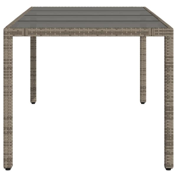 vidaXL havebord med glastop 190x90x75 cm polyrattan grå