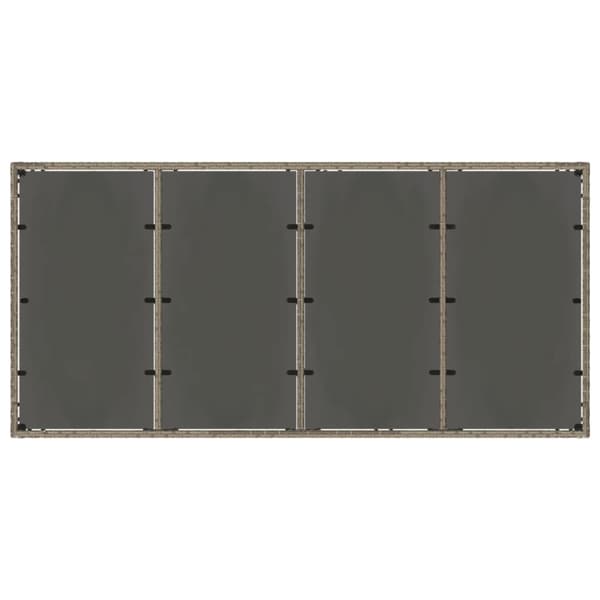 vidaXL havebord med glastop 190x90x75 cm polyrattan grå