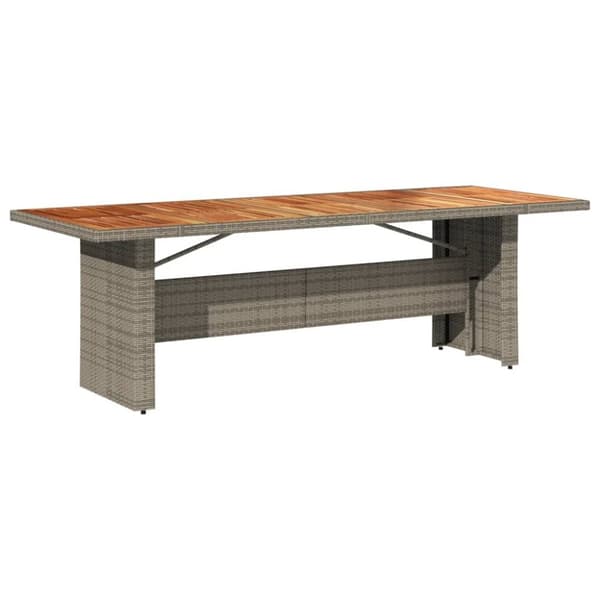 vidaXL havebord med akacietop 240x90x75 cm polyrattan grå