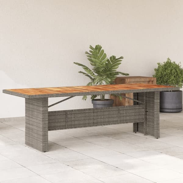 vidaXL havebord med akacietop 240x90x75 cm polyrattan grå