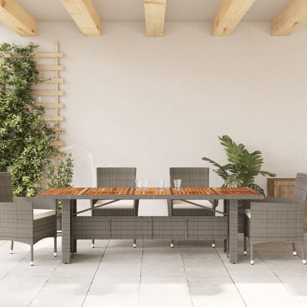 vidaXL havebord med akacietop 240x90x75 cm polyrattan grå