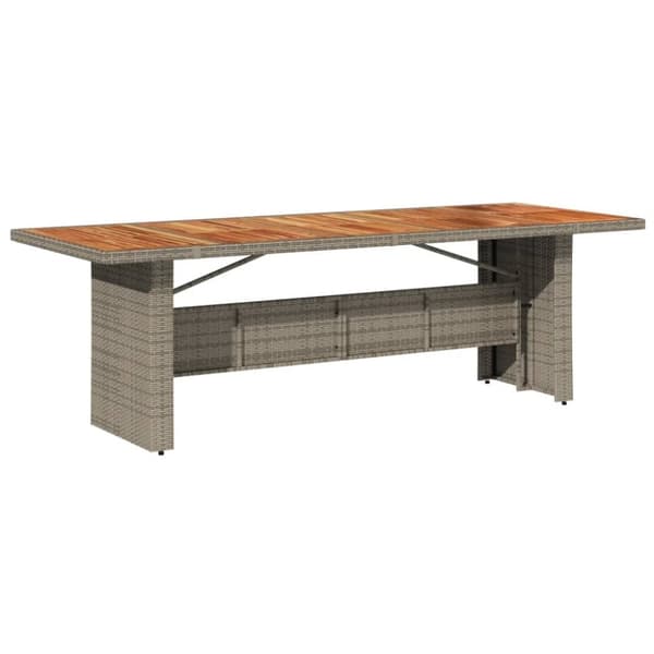 vidaXL havebord med akacietop 240x90x75 cm polyrattan grå