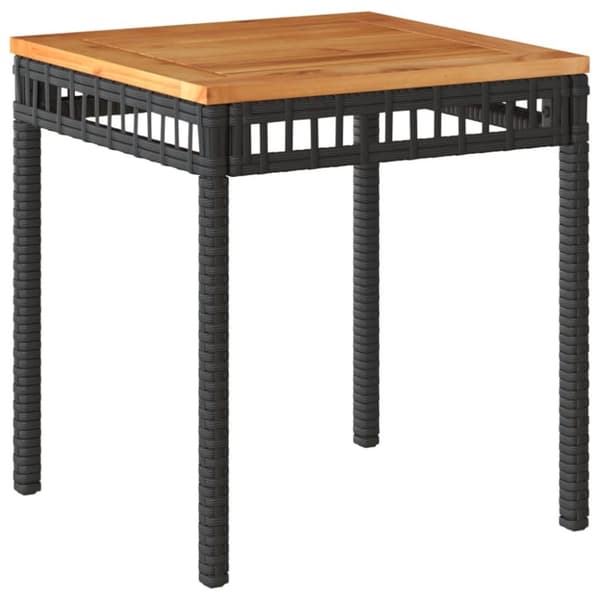 vidaXL havebord 38x38x42 cm polyrattan og akacietræ sort