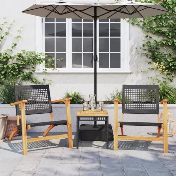vidaXL havebord 38x38x42 cm polyrattan og akacietræ sort