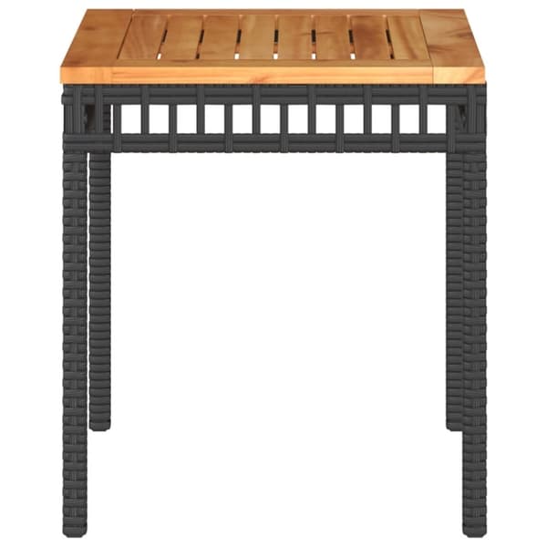 vidaXL havebord 38x38x42 cm polyrattan og akacietræ sort