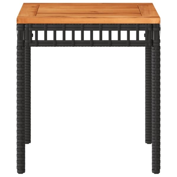 vidaXL havebord 38x38x42 cm polyrattan og akacietræ sort