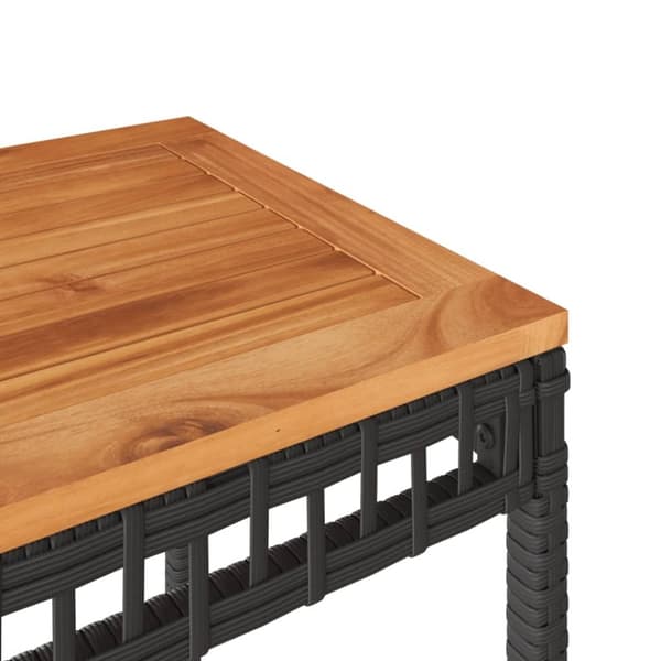 vidaXL havebord 38x38x42 cm polyrattan og akacietræ sort