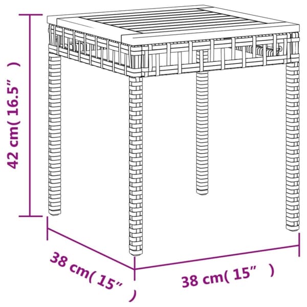 vidaXL havebord 38x38x42 cm polyrattan og akacietræ sort