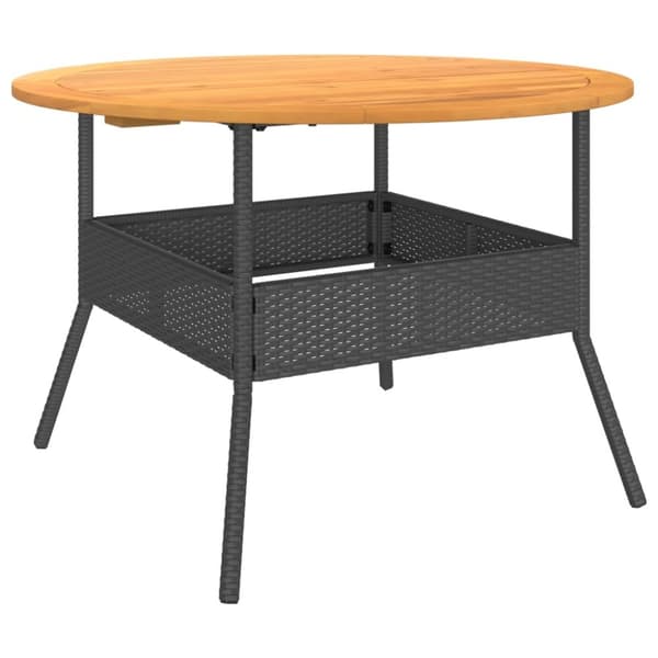vidaXL havebord med akacietop Ø110x71 cm polyrattan sort