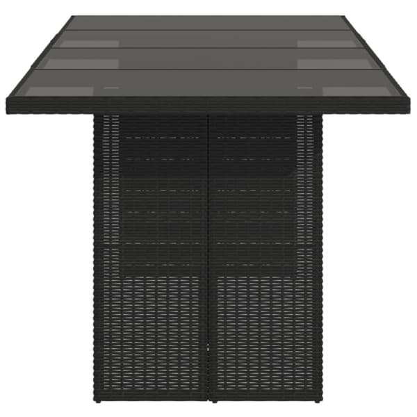 vidaXL Puutarhapöytä lasipöytälevy 190x80x75 cm musta polyrottinki