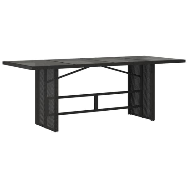 vidaXL Puutarhapöytä lasipöytälevy 190x80x75 cm musta polyrottinki