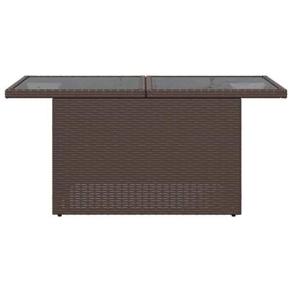 vidaXL Puutarhapöytä lasipöytälevy ruskea 100x55x73 cm polyrottinki