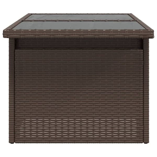vidaXL Puutarhapöytä lasipöytälevy ruskea 100x55x73 cm polyrottinki