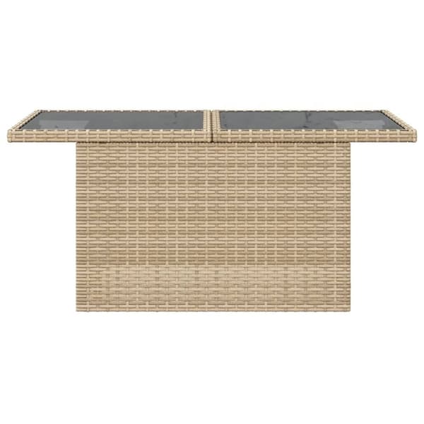 vidaXL havebord med glastop 100x55x73 cm polyrattan beige
