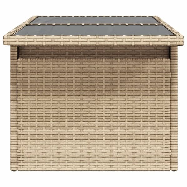 vidaXL havebord med glastop 100x55x73 cm polyrattan beige
