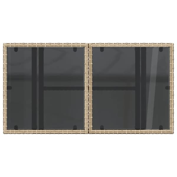 vidaXL havebord med glastop 100x55x73 cm polyrattan beige