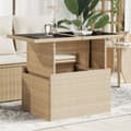 Miniatyrbillede 11 af 11: vidaXL havebord med glastop 100x55x73 cm polyrattan beige