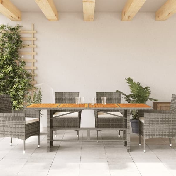 vidaXL havebord med akacietop 190x80x75 cm polyrattan grå