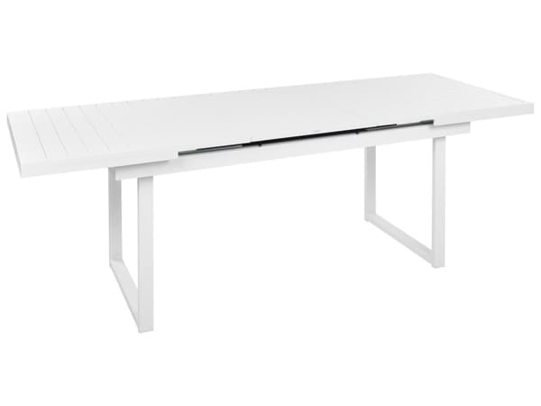 Havebord med Udtræk Hvid Aluminium 180/240 x 90 cm 8 Personers Nonwood Udtrækshavebord til Terrasse Udendørs Spisebord