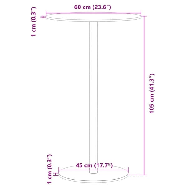 vidaXL havebord Ø60x105 cm rundt stål sort