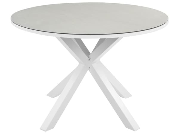 Havebord hvid ø 120 x 66 cm aluminium glasniveau rund moderne stil have udendørs