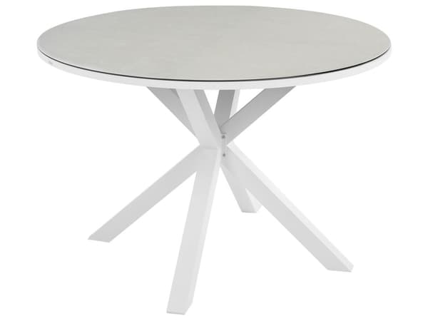 Havebord hvid ø 120 x 66 cm aluminium glasniveau rund moderne stil have udendørs