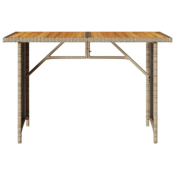 vidaXL Hagebord med treplate beige 110x68x70 cm polyrotting