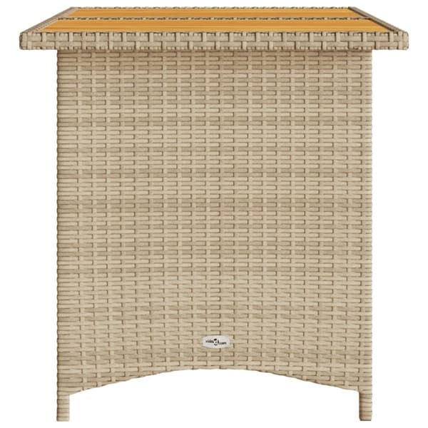 vidaXL Hagebord med treplate beige 110x68x70 cm polyrotting