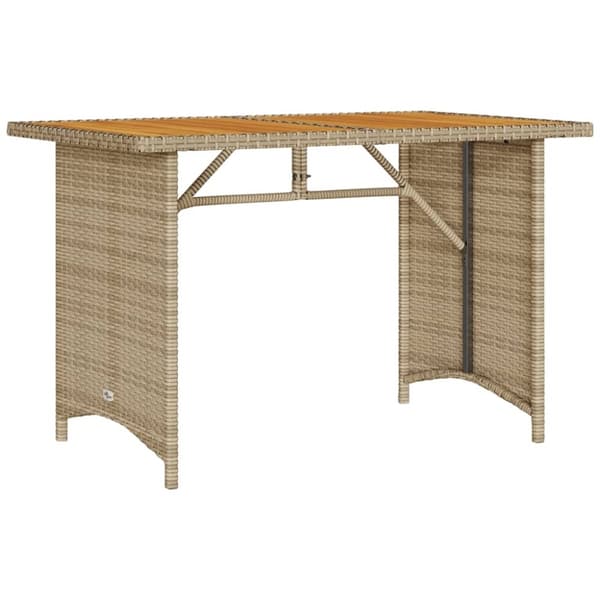 vidaXL havebord med træplade 110x68x70 cm polyrattan beige