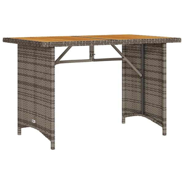 vidaXL havebord med træplade 110x68x70 cm polyrattan grå