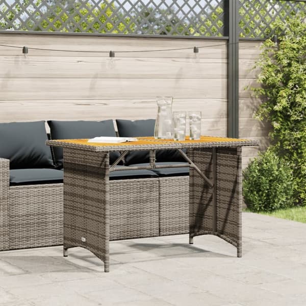 vidaXL havebord med træplade 110x68x70 cm polyrattan grå