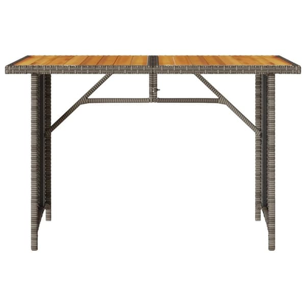 vidaXL havebord med træplade 110x68x70 cm polyrattan grå