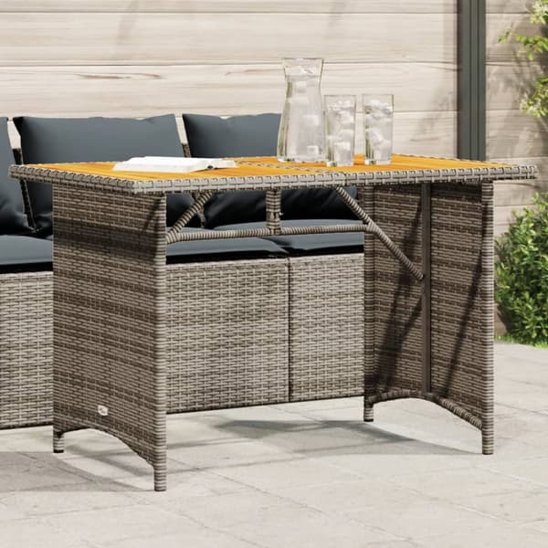 vidaXL havebord med træplade 110x68x70 cm polyrattan grå