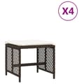 Miniatyrbild 3 av 11: vidaXL Trädgårdspallar med dynor 4 st brun 41x41x36 cm konstrotting