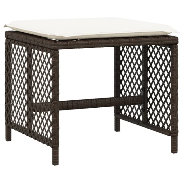 vidaXL Trädgårdspallar med dynor 4 st brun 41x41x36 cm konstrotting
