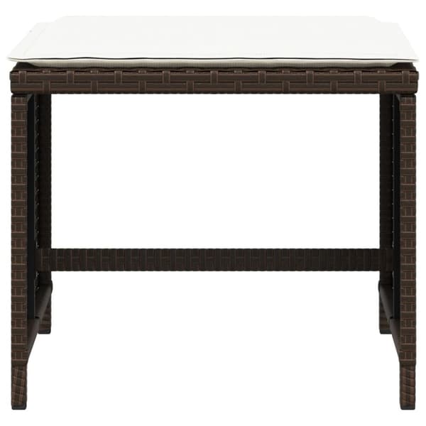 vidaXL Trädgårdspallar med dynor 4 st brun 41x41x36 cm konstrotting