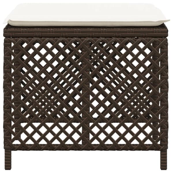 vidaXL Trädgårdspallar med dynor 4 st brun 41x41x36 cm konstrotting
