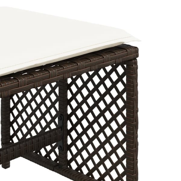 vidaXL Trädgårdspallar med dynor 4 st brun 41x41x36 cm konstrotting