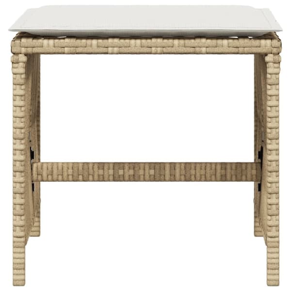 vidaXL Trädgårdspallar med dynor 4 st beige 41x41x36 cm konstrotting