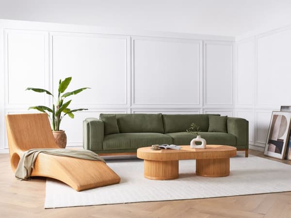Havebord i lyst træ rattan 150 x 70 cm til terrasse balkon modern stil udendørs brug
