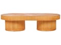 Miniatyrbillede 5 af 8: Havebord i lyst træ rattan 150 x 70 cm til terrasse balkon modern stil udendørs brug