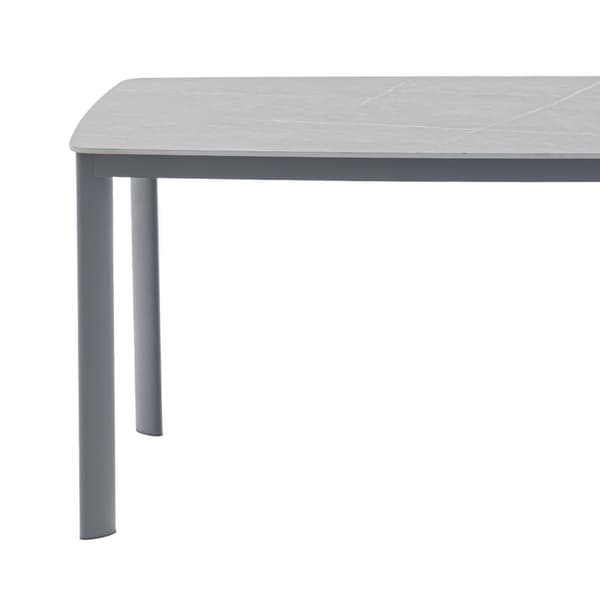 Puutarhapöytä BEIDA 180x90xK75cm, Alurunko, Pöytälevy sintrattua kiveä, Tummanharmaa