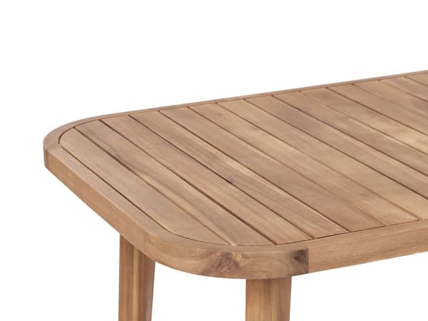 Puutarhapöytä vaalea sertifioitu akaasia puu 180 x 90 x 77 cm kuudelle hengelle ovaali rustiikkinen tyyli