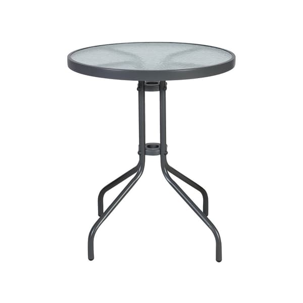 Pöytä BISTRO pyöreä 60cm, metallirunko, kirkas lainelasi, harmaa