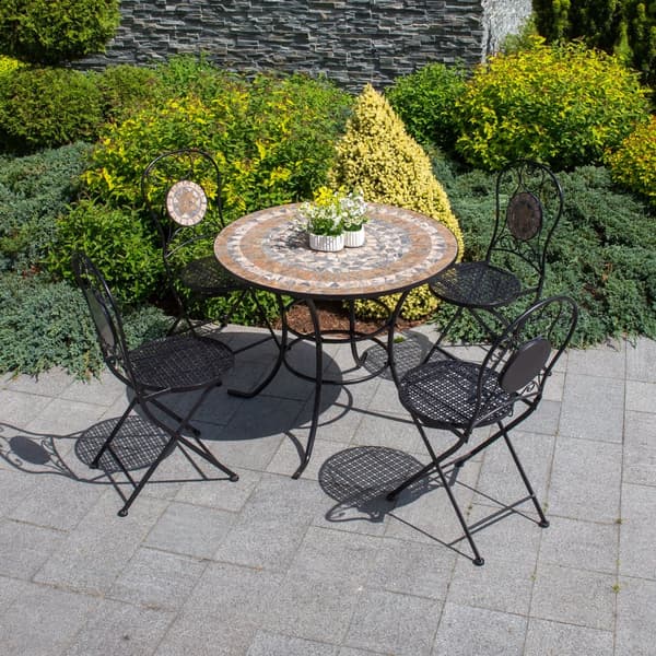 Pöytä MOSAIC pyöreä 90cm, metallirunko, mosaiikkilevy, musta