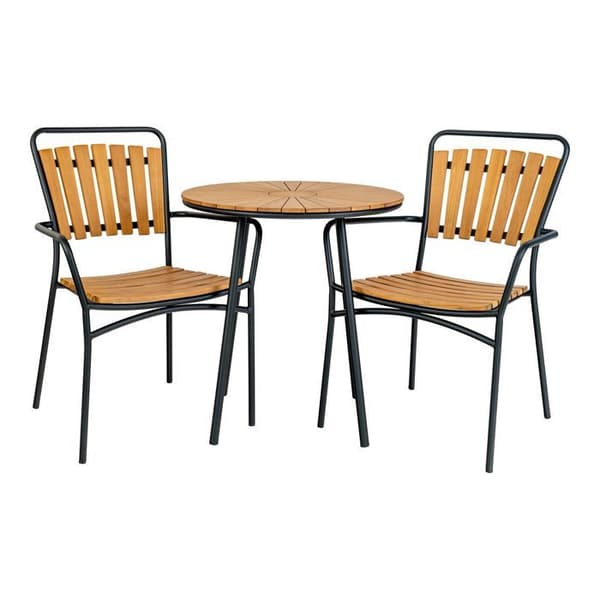 Runt trädgårdsbord 70x70x74 cm i teak och metall - CLEVY